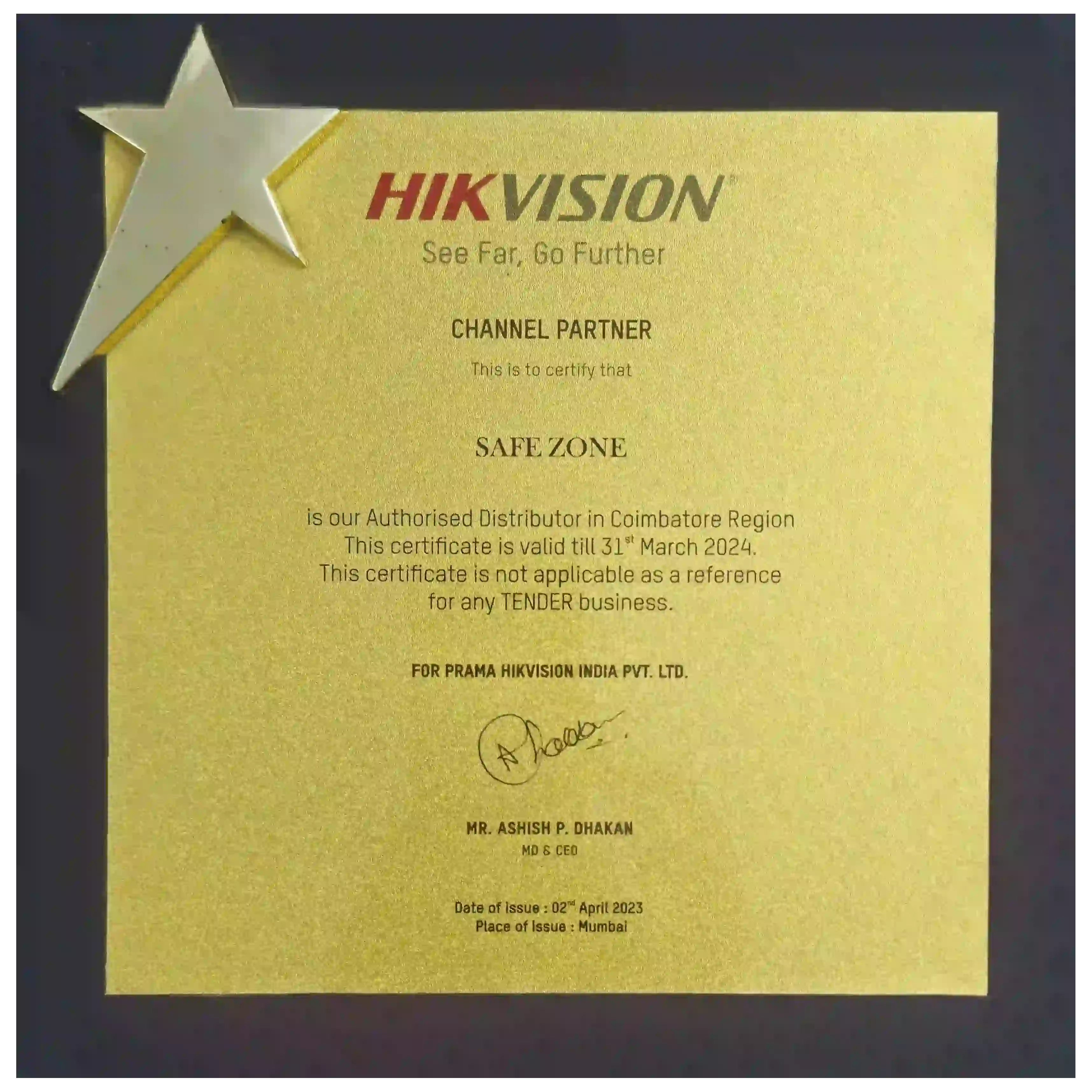 Hikvision Authorized Distributor Certificate 2024